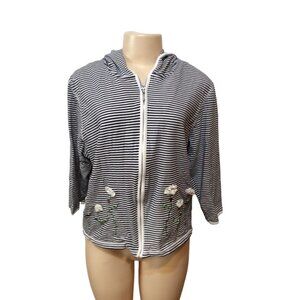 Decorated Original Hood Jacket Full Zip XLarge Navy And White